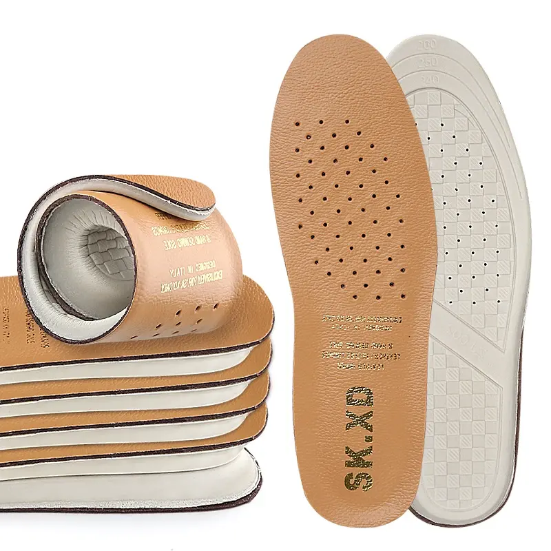 Leather Insoles for Men Women -Non-Slip, Cushioned Shoe Inserts for Boots  Flats, Comfortable Thick Padding