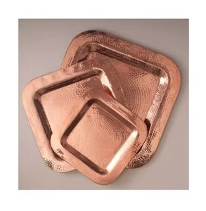 Plateau de service en cuivre de haute qualité, design classique, plateau de service en métal cuivre, vaisselle décorative, accessoires de table, plateaux - Product Image 6