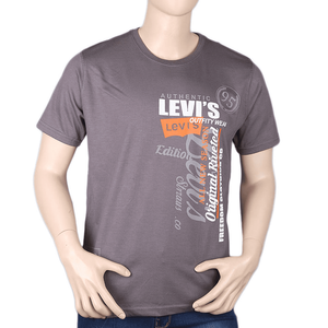 Camiseta de manga corta con cuello redondo y estampado para hombre - Gris - Product Image 2