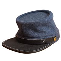 Gorro Kepi de Lana de la Academia Francesa Civil W, con Botón a Presión, Estilo Civil W, Gorra Confederada, Correa para la Barbilla, Fabricantes de Kepi