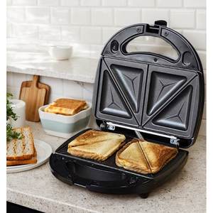 Machine à sandwichs et gaufres électrique 2-en-1 de 750 W, plaques triangulaires antiadhésives automatiques, utilisation domestique en cuisine, capacité 2 tranches - Product Image 2