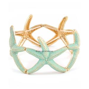 Servilleteros de Lujo con Diseño de Estrella de Mar, Color Azul y Dorado de Doble Tono, Fabricados en Metal de Calidad Superior para Decoración de Bodas - Product Image 1