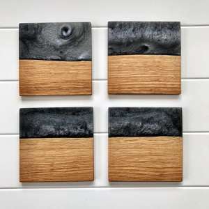 Sous-verres classiques en bois et résine époxy, écologiques, 10 mm d'épaisseur, pour une vaisselle élégante à la maison, à l'hôtel, au restaurant, au café, usage quotidien - Product Image 5