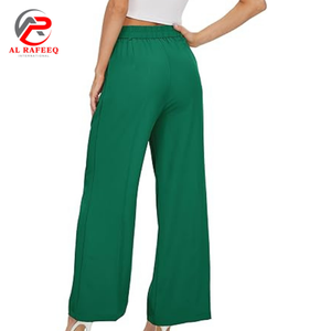 Femmes nouvelle couleur unie élégant décontracté taille haute droite large jambe pantalon pantalon femmes pantalon - Product Image 6