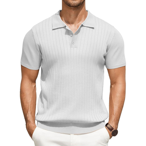 Camisetas Polo Casuales para Hombre, Clásicas con Botones, Manga Corta, Camiseta Polo de Color Sólido, Camisetas de Algodón, Tops Elegantes - Product Image 1