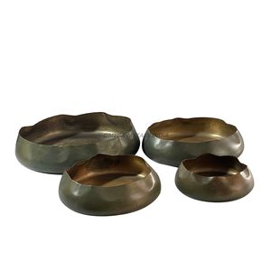 Juego de bandejas decorativas de bronce artístico para servir con formas orgánicas y diseño único perfecto para exhibir frutas y bocadillos - Product Image 1