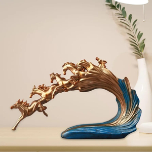 Statue de six chevaux au galop en résine pour décoration de table, fait à la main - Product Image 5