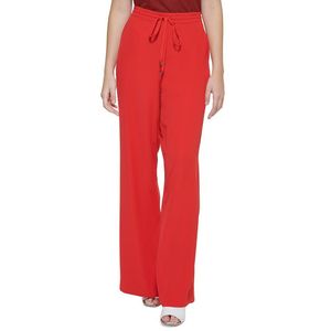 Pantaloni Larghi da Donna DKNY Rossi con Coulisse, Traspiranti, Vita Elastica, Casual, Vita Media, Taglia XL (X-Large) - Product Image 1
