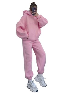 Vente chaude femmes survêtement automne hiver épais 2 pièces pantalons de survêtement et ensembles à capuche lâche Baggy Jogging costumes - Product Image 3