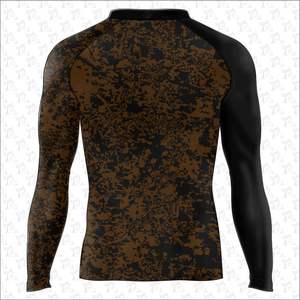 ขายส่งกีฬาผู้ชายฟิตเนสยิมการฝึกอบรมผื่นยามแขนยาวบีบอัดระเหิดพิมพ์เสื้อ Rash Guard OEM - Product Image 6