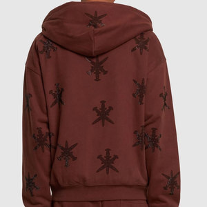 Dernier design – Sweat à capuche zippé pour homme en coton, respirant, écologique, à séchage rapide, avec strass, confortable et de haute qualité - Product Image 3