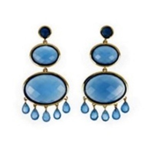 Boucles d'oreilles en argent Sterling 925 avec pierre calcédoine bleue, forme ovale, nouvel arrivage - Product Image 1