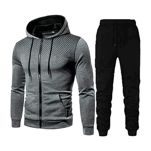 Ensembles de vêtements de sport personnalisés pour hommes, jogging à col en O avec épissage moyen, survêtements décontractés en rose, blanc et noir - Product Image 2
