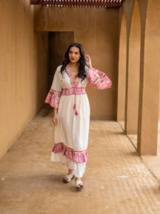 White Midi <b>Jumpsuit</b> Elegant Floral Washable 100% Cotton Beachwear - Product Image 2