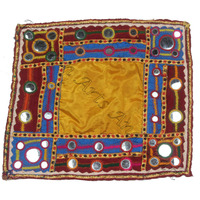 Décoration d'intérieur bohème afghane, art de la broderie afghane Banjara avec des patchs perlés, broderie vintage indienne Kutch, travail de broderie sur miroir ancien