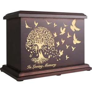 Venta al por mayor de urna de cremación con diseño de mariposa grabada en madera para cenizas humanas disponible en gran cantidad - Product Image 5