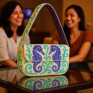 Multicolor Beaded <b>Bag</b> with Handle, Handheld <b>Bag</b>, Casual Hand <b>Bag</b>, Indian Handicraft, Handmade, <b>Baguette</b> <b>bag</b>, - Product Image 2