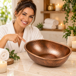 Bol de pédicure multifonctionnel portable de luxe NJ en cuivre antique écologique avec repose-pieds pour usage domestique, en salon ou en spa - Product Image 3