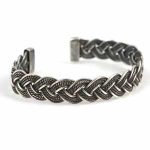 Men's 925 Sterling Silver <b>Braided</b> Style Cuff Bracelet Fashion <b>Accessory</b> - Product Image 1