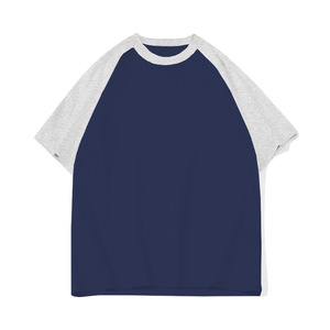 T-shirt unisexe streetwear à col rond, coupe régulière, en jersey épais 200 g/m², avec logo imprimé en relief personnalisé, colorblock décontracté, vierge de haute qualité - Product Image 4