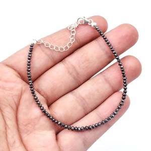 AAA+ Black Diamond <b>Bracelet</b> with 2.5-3MM Zircon <b>Ball</b> Beads - Product Image 6