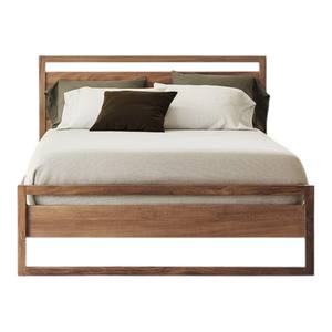 Moderna y Minimalista Estructura de Cama Doble de Madera de Teca Maciza con Acabado Natural de Lujo, Juego de Muebles de Dormitorio para Hotel, Villa y Hogar - Product Image 2