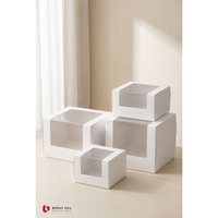 Boîte à gâteau carrée transparente personnalisée en mica de 2 mm d'épaisseur, qualité alimentaire, avec motif fraise, pour présentation en pâtisserie