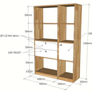 Étagère décorative Fika III 95x32x150cm Design scandinave Bois d'hévéa KS68051 - Product Image 3