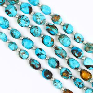 Perles de turquoise Mohave bleues pour la fabrication de bijoux, pierres précieuses lisses en turquoise bleue, perles en vrac à prix de gros en provenance d'Inde - Product Image 1