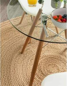 Fait à la main moderne 3x3 pieds rond intérieur Jute tapis ferme esthétique décor à la maison pour chambre cuisine salon - Product Image 5