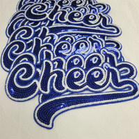 Patch brodé de pom-pom girl à paillettes bleues vêtements patchs de broderie Alphabet à repasser/à coudre