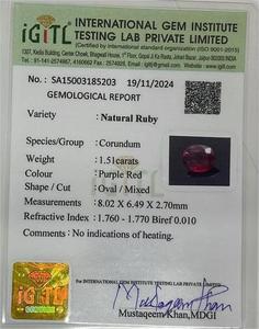 Fine qualité sans chaleur 100% naturel 1.50 carat sang rouge ovale certifié Mozambique rubis pierre précieuse anneau pendentif pierres précieuses en vrac - Product Image 4