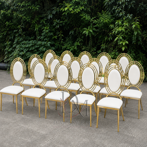 Triple Ring Oval Back Gold Stainless Steel Wedding <b>Chair</b> with White Cushion for Wedding and Banquet Events Event Seating - Product Image 2