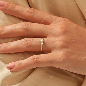 Bague de fiançailles en diamant taille marquise naturel certifié IGI, or massif 14 carats, sertie en bézel, bague de mariage, bague signet pour femme - Product Image 4