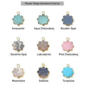 Turquoise plat pierre précieuse collier à faire soi-même 925 en argent Sterling forme de fleur en gros pendentif à breloque résultats de bijoux et composants - Product Image 2