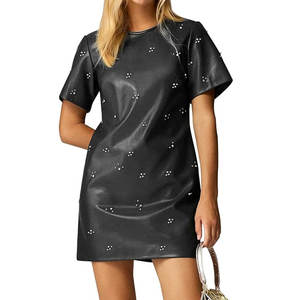 Vestido de Cuero Moderno para Mujer, Estilo Urbano, Corte Ajustado, Vestido de Cuero Corto para Mujer, Venta en Línea - Product Image 1