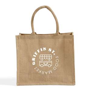 Customized Logo Large Burlap Jute Tote <b>Bags</b> <b>Medium</b> Size Eco-Friendly Shopping <b>Bags</b> with Rope Handle for Daily Use TJ889 - Product Image 4