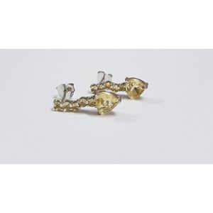 Boucles d'oreilles classiques en citrine en or blanc et or rose 14K/18K, clous et pendantes, avec diamant, pour fiançailles - Product Image 4