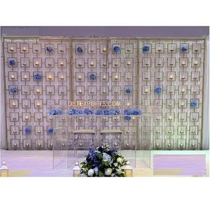 เชิงเทียนโลหะสีทองสำหรับงานแต่งงานดีไซน์ใหม่สำหรับฉากหลังของเวทีที่สวยงาม - Product Image 1