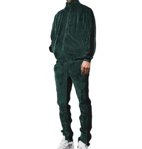 Survêtements en velours personnalisés en gros directement de l'usine, ensemble 2 pièces uni avec fermeture éclair personnalisée pour hommes, prix bas, survêtements en velours 2026 - Product Image 2