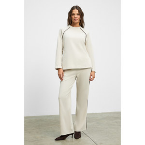 ETHIQUET ELSBETH <b>Women's</b> Crew Neck Side Slit Raglan Sleeve Oversize Elasticated Waist Straight Leg Two-Piece Ta - Product Image 2