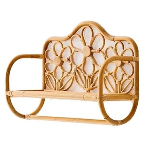 Vintage Rattan Single Tier Wall Mounted Towel <b>Rack</b> with <b>Storage</b> Holders - Product Image 1