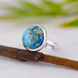 Turquesa Azul Mohave de 12x13mm, Superventas, Lisa, Pulida, con Bisel de Plata de Ley 925, Forma Orgánica, Elegante, para Boda - Product Image 4