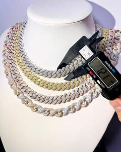 22mm <b>Vermeil</b> Gold Rose Gold Plated Round Brilliant Cut Moissanite Diamond Iced Cuban Rope Chain Engagement <b>Necklace</b> - Product Image 4