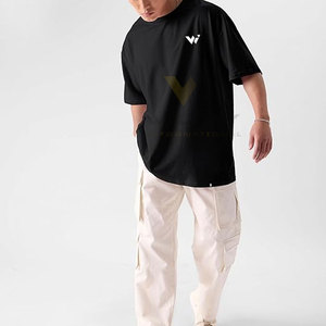 Al mejor precio, Camiseta de algodón 100% con hombros caídos para hombre, ropa de calle, camiseta elegante con hombros caídos antiarrugas para hombre - Product Image 3
