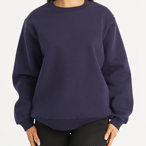 Streetwear femmes sweat surdimensionné Polyester/coton hiver respirant sur mesure Logo impression solide col montant OEM - Product Image 1