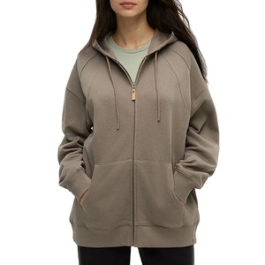 High Quality Custom Plain 100% Cotton Streetwear Fleece Full <b>Zip</b> <b>Hooded</b> Eco-Friendly Women Long Sleeve Winter Warm Slim Fit - Product Image 3