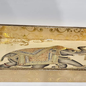 ถาดชาไม้พิมพ์ลายเคลือบลายพืชลายตารางหมากรุกสำหรับวันเกิดบ้านร้านอาหารเดือนรอมฎอนการตกแต่งที่กำหนดเองเป็นมิตรกับสิ่งแวดล้อม - Product Image 1