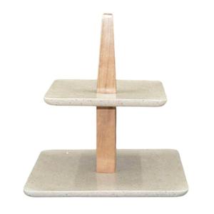 Marble And Wood Cake Stand <b>For</b> <b>Kitchen</b> Use Fancy Cake Stand With White Marble And Wood Finished Kitchenware <b>item</b> - Product Image 3