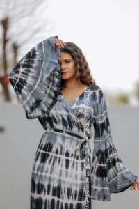 เดรสยาวผ้าเรยอนมัดย้อมสำหรับผู้หญิงฤดูร้อน - Product Image 4